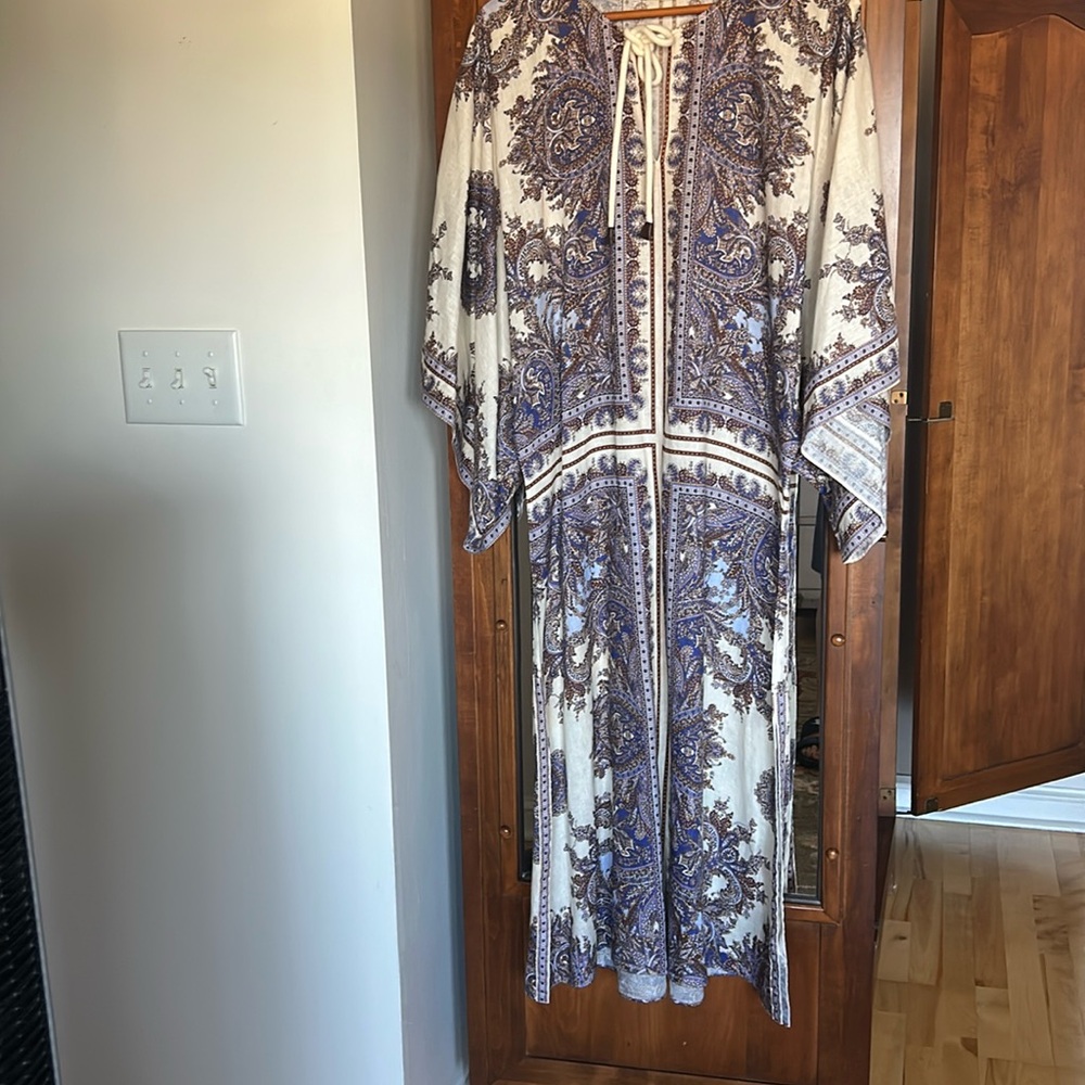 Zimmermann Ottie linen/flax 100 % kaftan midi dress in like new condition